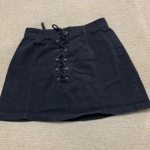 Black denim skirt